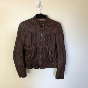 Cole Hann brown leather bomber style jacket